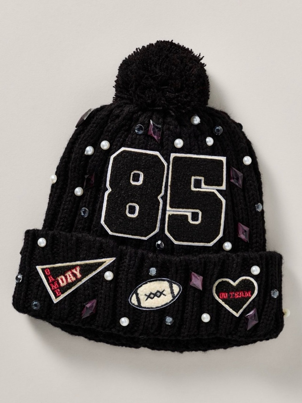 NWT Anthropologie Embellished Football Beanie ✨